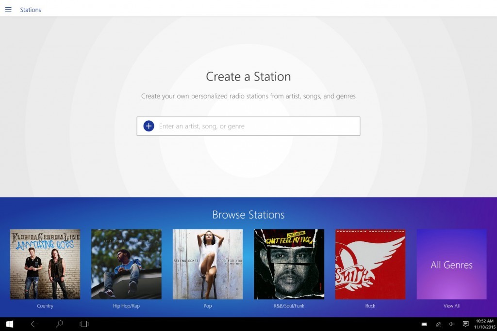 Pandora Windows 10 Create Station