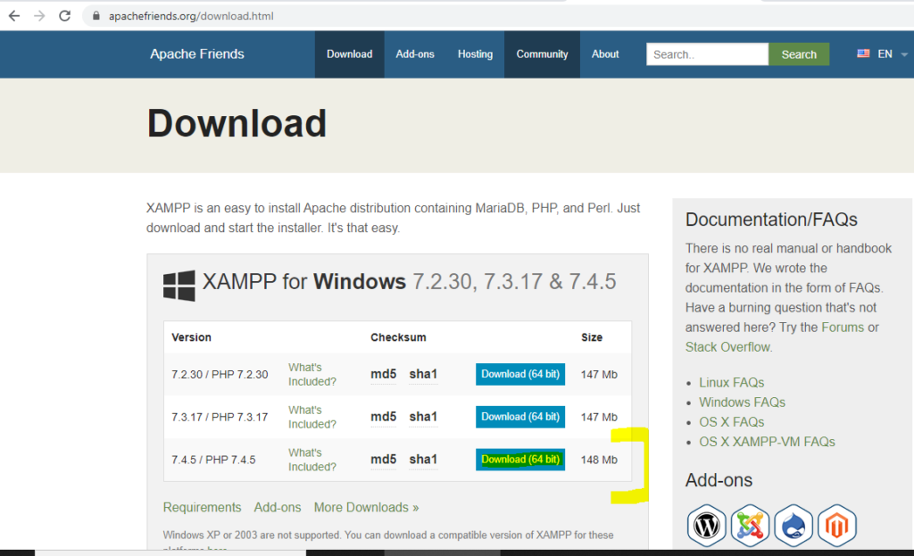 Download XAMPP Server