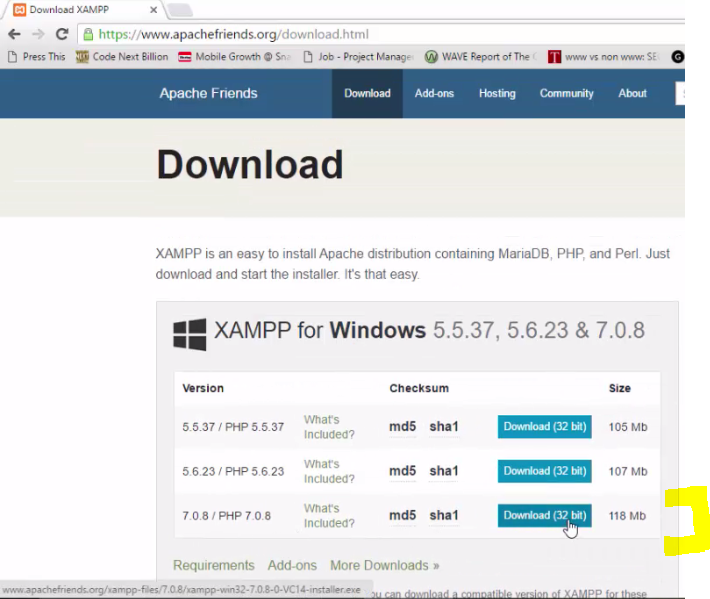 download xampp server